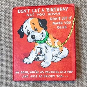 Vintage Puppy Dog With Wagging Spring Tail Used Birthday Card 1950s Kitsch READ